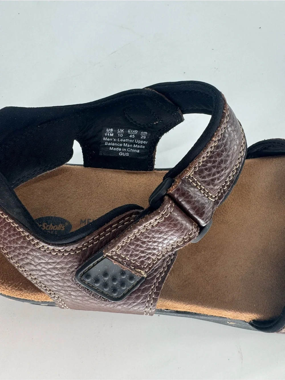 Dr. Scholl's Men's Brown Leather Double-Strap Comfort Sandals Size 11